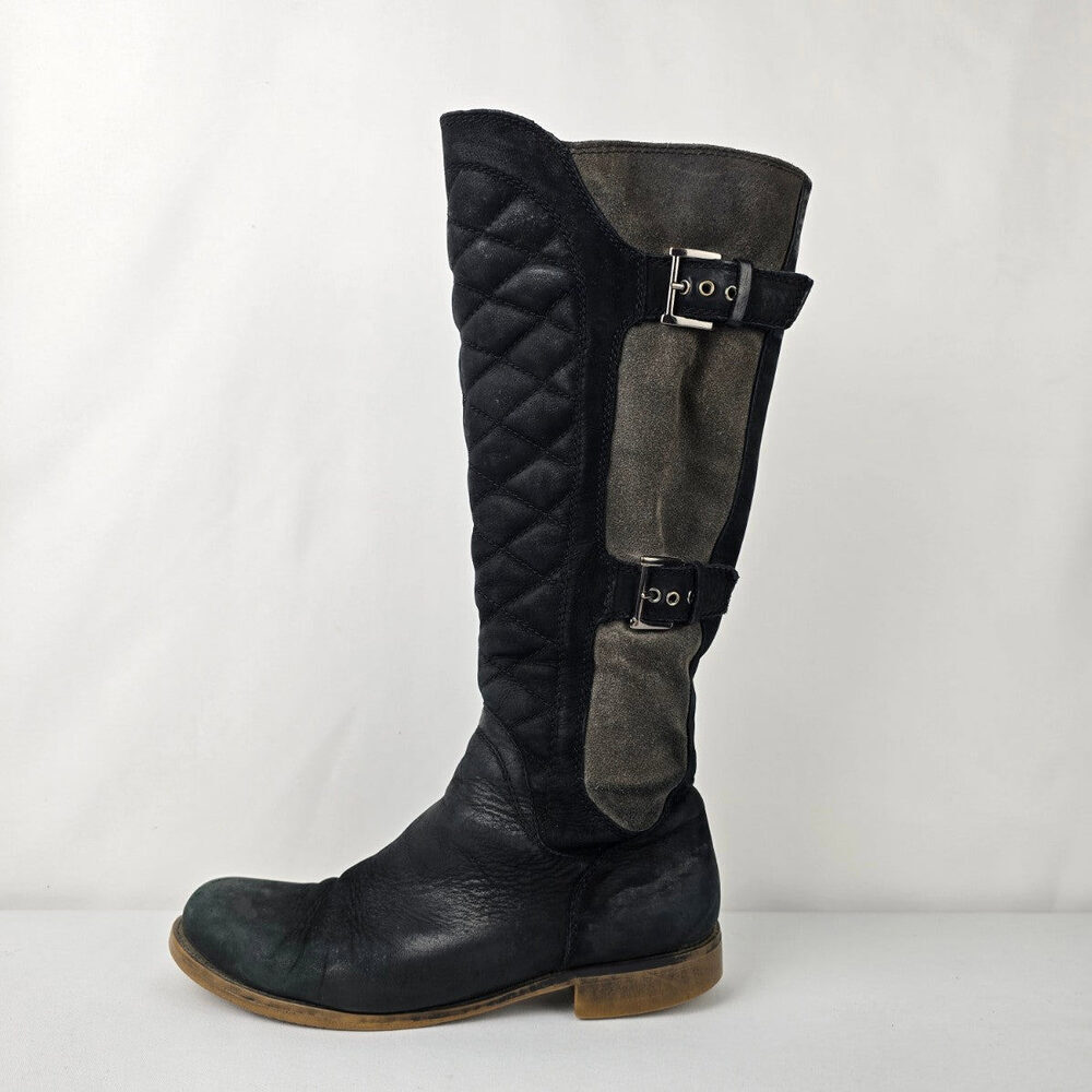 MARC Black & Grey Suede Boots Size 8.5